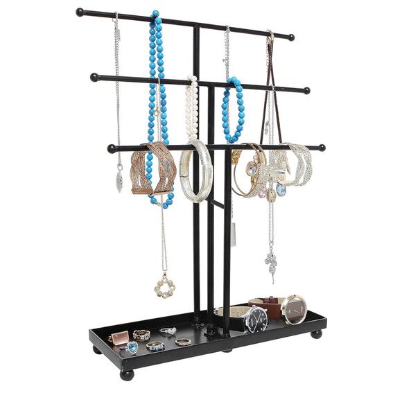 Black Metal 3 Tier Jewelry Organizer - Picture 1 of 8